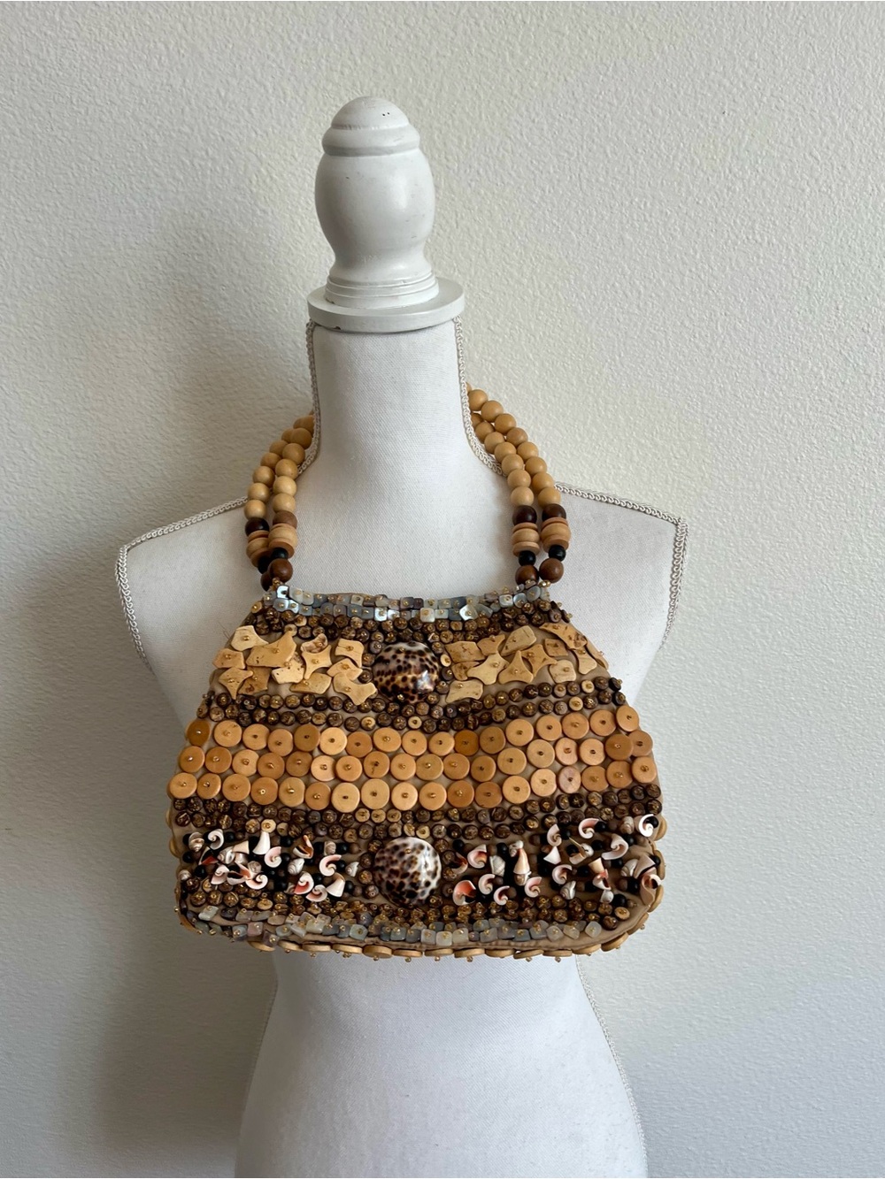 Signature collection Handcrafted Beaded Women Bag - Tan and Brown